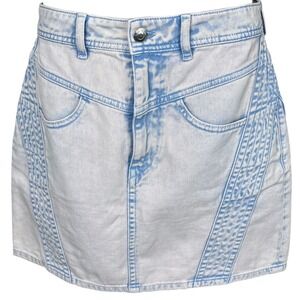NWT IRO Paris Jaliska Silver Blue Bleached Denim Mini Skirt Size 6/8 EU 38 $385